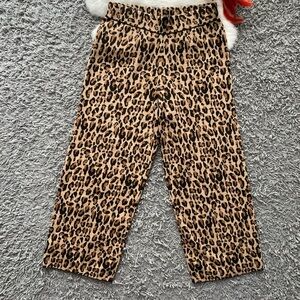 Demylee X J. Crew 100% Wool Wide Leg Sweater Pants Pull-On Leopard Print